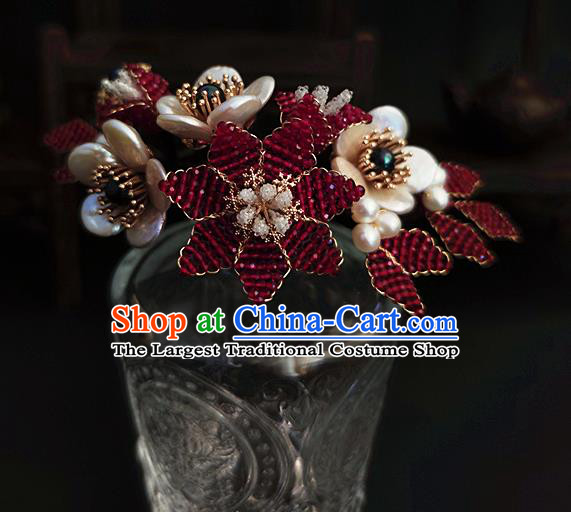 Chinese Traditional Ming Dynasty Hair Comb Ancient Palace Princess Shell Plum Blossom Hairpin