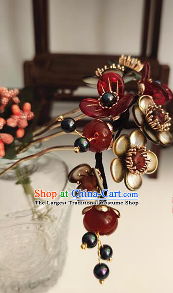 Chinese Traditional Ming Dynasty Plum Blossom Hair Comb Ancient Palace Princess Hairpin Headpiece