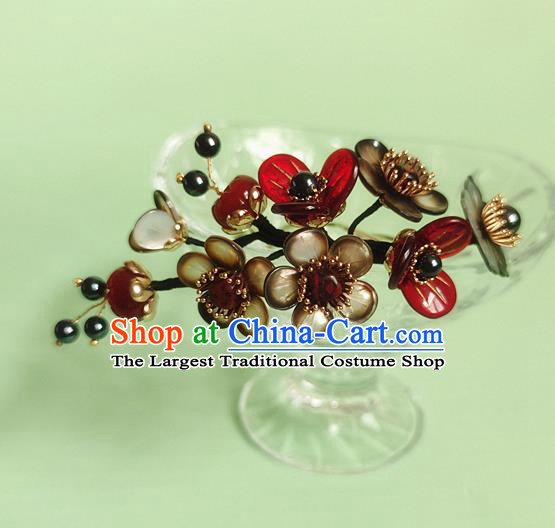 Chinese Traditional Ming Dynasty Plum Blossom Hair Comb Ancient Palace Princess Hairpin Headpiece