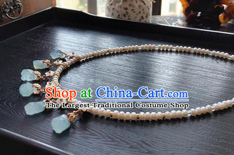 China Classical Ancient Princess Necklace Traditional Song Dynasty Aquamarine Necklet Accessories
