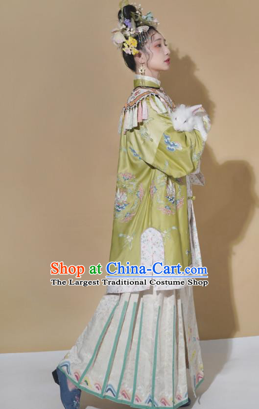 Traditional China Qing Dynasty Imperial Concubine Historical Costumes Ancient Noble Woman Embroidered Clothing