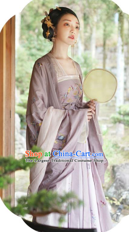 China Ancient Tang Dynasty Imperial Concubine Historical Costumes Traditional Embroidered Hanfu Dress Clothing for Women