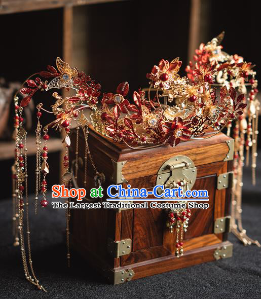 Chinese Classical Deluxe Phoenix Coronet Traditional Wedding Headwear Xiuhe Suit Bride Butterfly Hair Crown