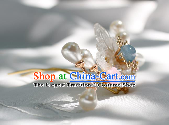 Chinese Ancient Palace Lady Hair Accessories Traditional Hanfu Ming Dynasty Shell Lotus Hair Stick