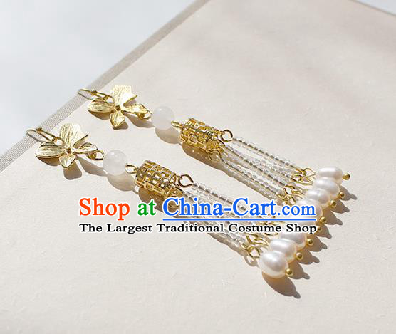 China Handmade Ancient Palace Lantern Tassel Earrings Traditional Wedding Bride Ear Accessories