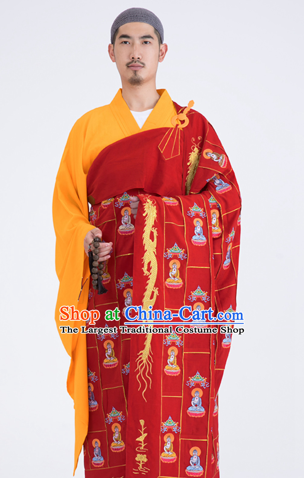 Chinese Traditional Kesa Kasaya Buddhist Monk Clothing Complete Set