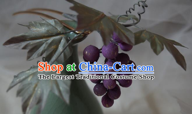 Chinese Handmade Hair Accessories Cheongsam Purple Grape Hairpin Traditional Hanfu Hair Stick