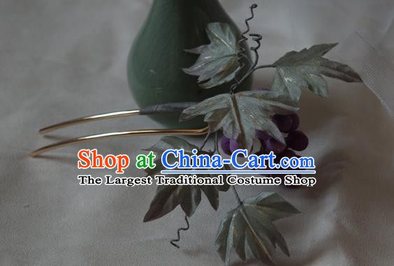 Chinese Handmade Hair Accessories Cheongsam Purple Grape Hairpin Traditional Hanfu Hair Stick