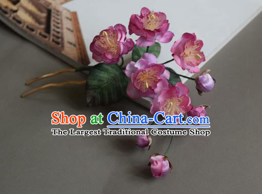 Chinese Handmade Hair Accessories Cheongsam Pink Silk Begonia Hairpin Traditional Hanfu Hair Stick