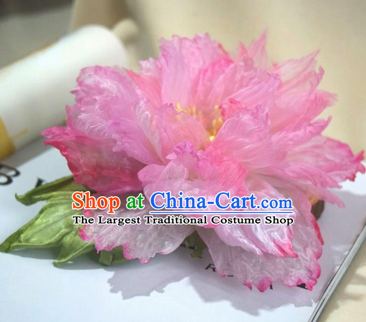 Chinese Traditional Tang Dynasty Court Woman Hair Stick Handmade Ancient Imperial Concubine Pink Peony Hairpin