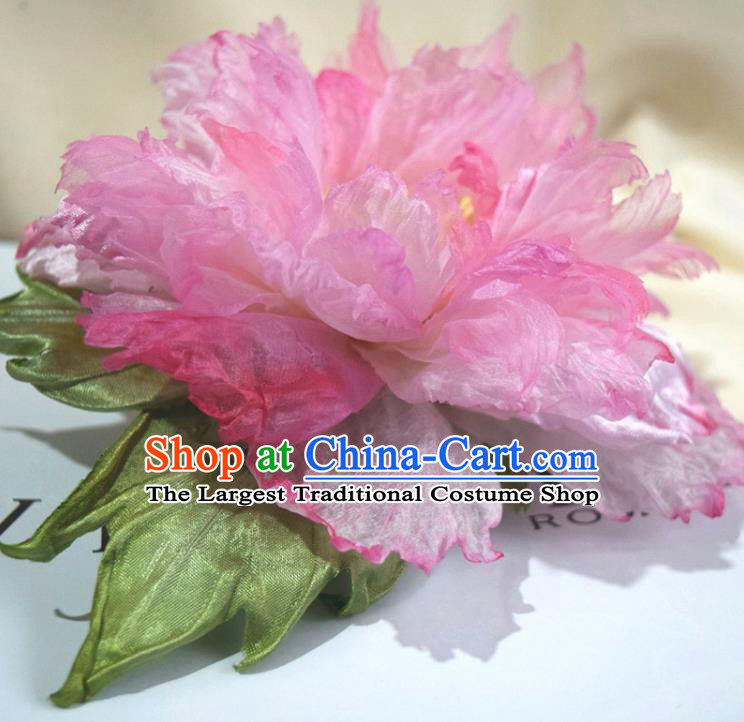 Chinese Traditional Tang Dynasty Court Woman Hair Stick Handmade Ancient Imperial Concubine Pink Peony Hairpin