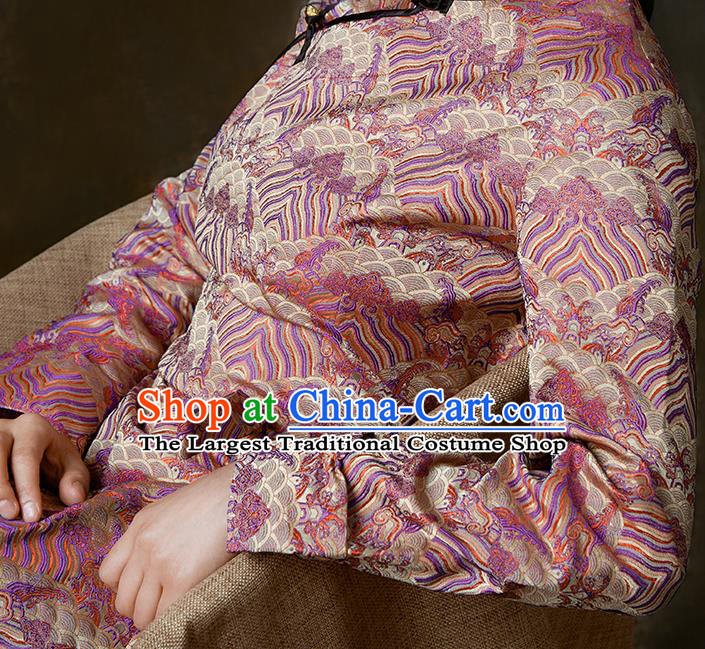 China Traditional Tibetan Ethnic Stage Performance Clothing Zang Nationality Pink Brocade Bola Dress