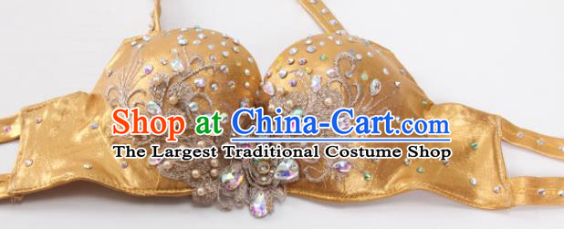 Indian Traditional Belly Dance Performance Outfits Asian Oriental Dance Training Golden Bra and Dark Red Skirt Clothing