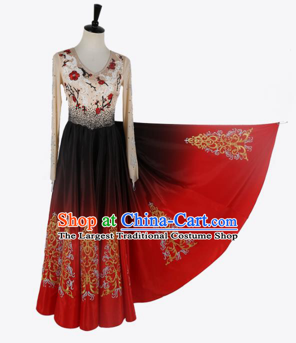 Chinese Stage Performance Embroidered Clothing Classical Dance Red Dress