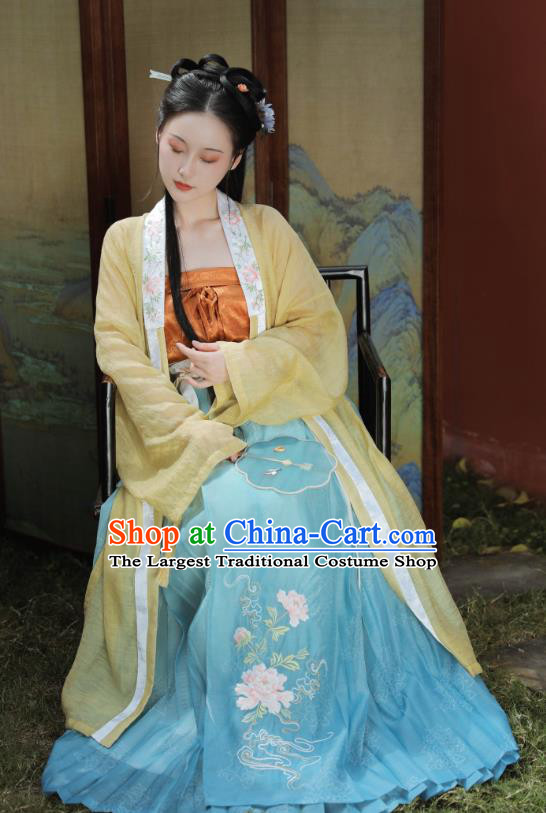 China Ancient Village Girl Hanfu Dress Historical Costumes Traditional Song Dynasty Young Lady Clothing