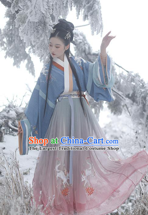 China Ancient Imperial Concubine Embroidered Hanfu Dress Traditional Jin Dynasty Court Beauty Hanfu Clothing