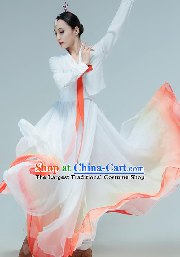 Chinese Traditional Korean Nationality Performance White Dress Korean Ethnic Folk Dance Clothing