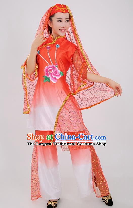 Chinese Ningxia Ethnic Wedding Red Outfits Traditional Hui Nationality Bride Clothing
