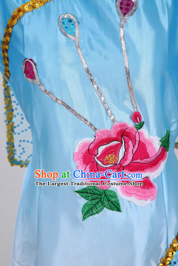 Chinese Ningxia Ethnic Folk Dance Blue Outfits Traditional Hui Nationality Female Stage Performance Clothing