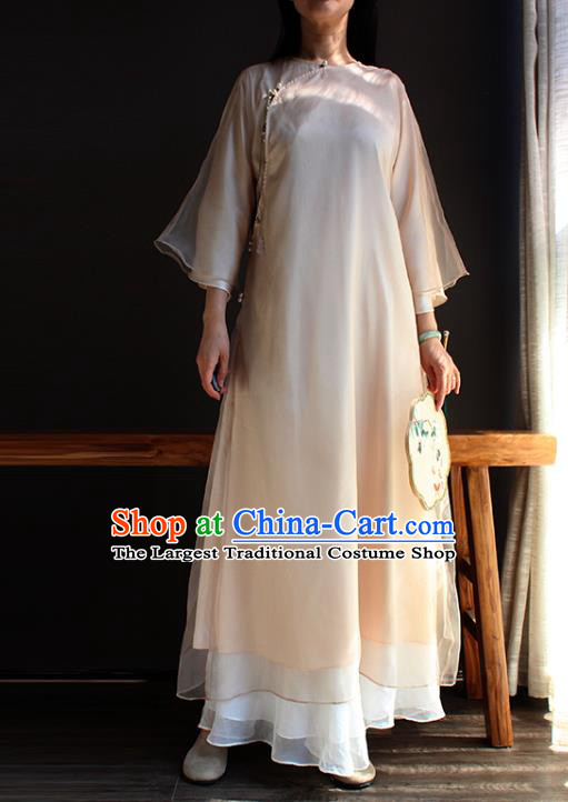 China Classical Dance Cheongsam National Women Zen Clothing Qipao Dress