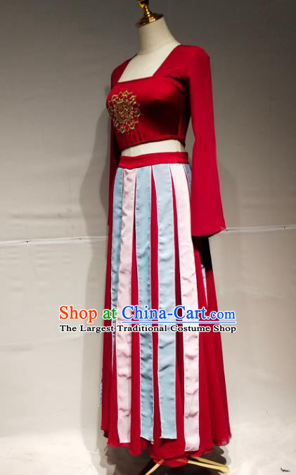 China Tang Dynasty Court Dance Stage Performance Costume Classical Dance Red Dress Clothing