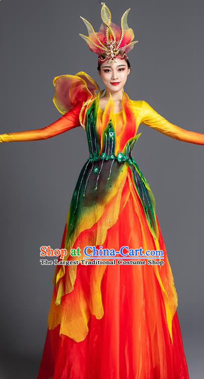 China Spring Festival Gala Opening Dance Costume Modern Dance Clothing Stage Performance Red Dress