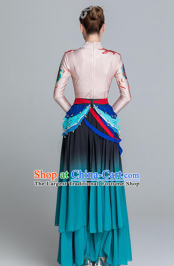 China Female Group Dance Stage Performance Costume Classical Dance Clothing Flying Dance Green Dress