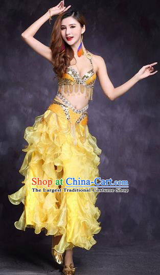Asian India Raks Sharki Stage Performance Clothing Indian Traditional Belly Dance Yellow Sexy Uniforms