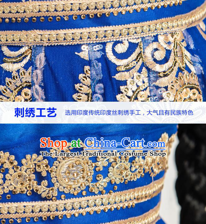 Indian Bollywood Dance Anarkali Royalblue Dress Asian India Stage Performance Costumes