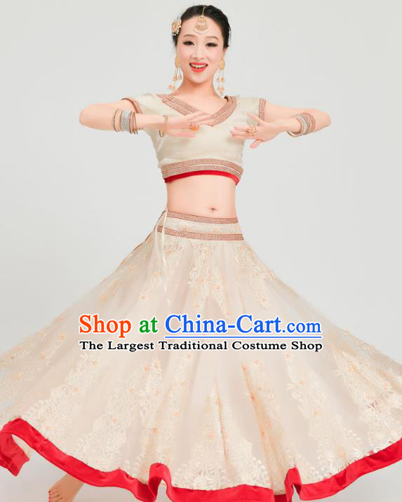 Asian India Folk Dance Lehenga Costumes Indian Bollywood Performance Golden Dress