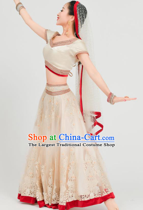 Asian India Folk Dance Lehenga Costumes Indian Bollywood Performance Golden Dress