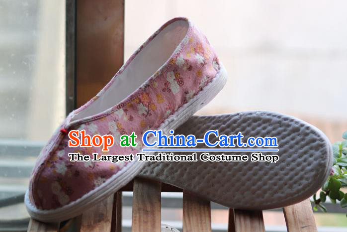 China National Woman Printing Pink Flax Shoes Handmade Multi Layered Cloth Shoes