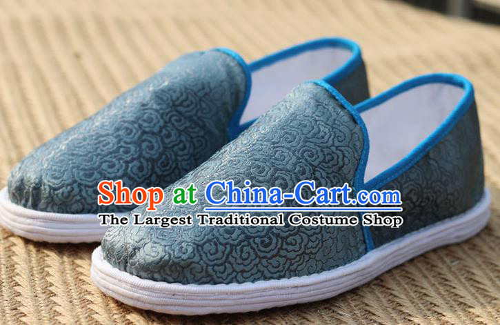 Chinese Traditional Martial Arts Shoes Classical Cloud Pattern Grey Brocade Shoes Handmade Shoes