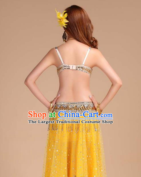 Asian Traditional Raks Sharki Yellow Bra and Skirt India Belly Dance Performance Clothing Indian Oriental Dance Uniforms