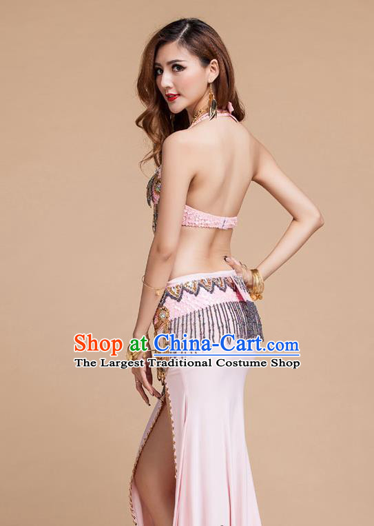 Top Belly Dance Performance Clothing Asian Indian Oriental Dance Pink Uniforms Traditional Raks Sharki Bra and Skirt