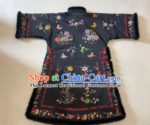 Chinese Winter Costume National Women Cotton Wadded Coat Embroidered Slant Opening Jacket