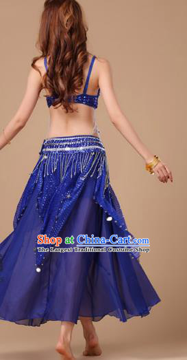 Indian Belly Dance Sexy Bra and Royalblue Skirt Uniforms Top Asian Folk Dance Clothing