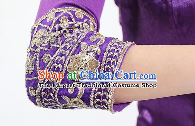 Asian India Traditional Stage Performance Costumes Indian Court Princess Lehenga Purple Dress