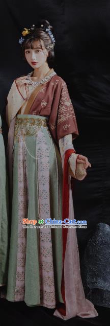China Ancient Palace Lady Hanfu Dress Traditional Tang Dynasty Royal Princess Historical Clothing