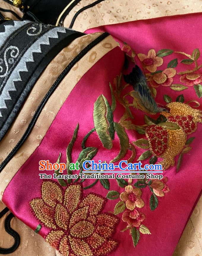 China Hand Embroidered Champagne Silk Qipao Dress National Women Costume Loose Cheongsam