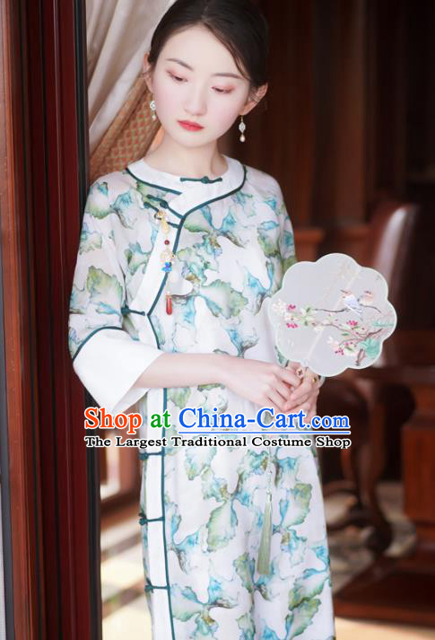 China Modern Cheongsam Clothing Traditional Printing Young Lady Qipao Dress