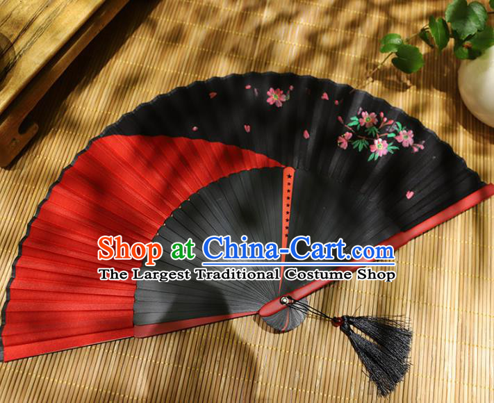 Chinese Tai Chi Fan Classical Accordion Handmade Printing Silk Folding Fan