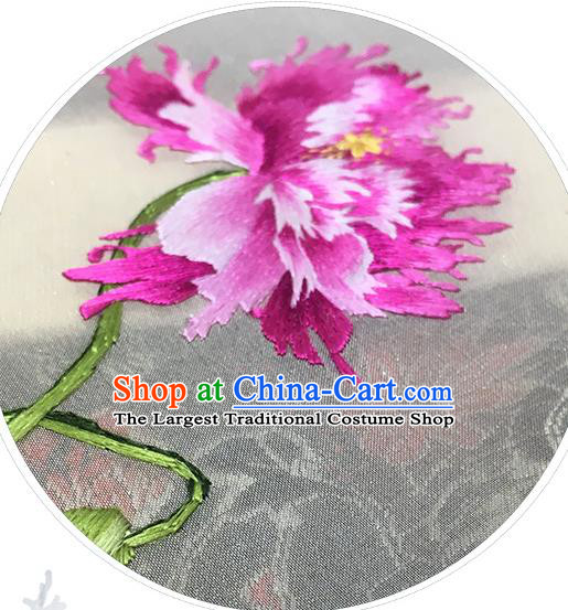 China Classical Dance Silk Fan Handmade Circular Fan Traditional Embroidered Peony Palace Fan