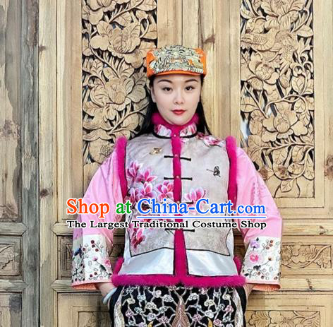 Chinese Traditional Silk Waistcoat Winter Female Clothing Embroidered Mangnolia Vest
