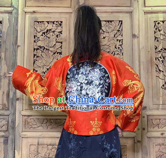 Chinese Traditional Embroidered Red Silk Jacket Tang Suit Outer Garment