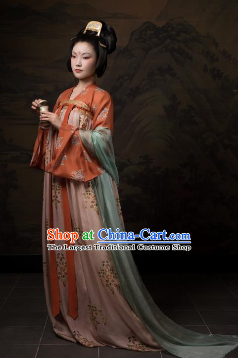 China Ancient Hanfu Garment Traditional Tang Dynasty Palace Lady Historical Costumes