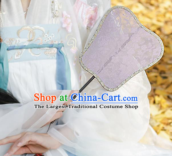 China Classical Lilac Silk Fan Handmade Palace Fan Traditional Song Dynasty Princess Fan