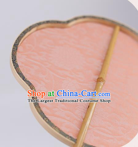 China Traditional Song Dynasty Princess Fan Handmade Palace Fan Classical Jacquard Pink Silk Fan