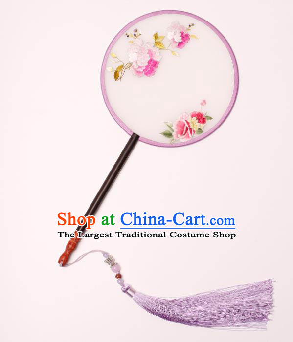 China Handmade Embroidered Begonia Fan Classical Palace Fan Traditional Hanfu Silk Fan