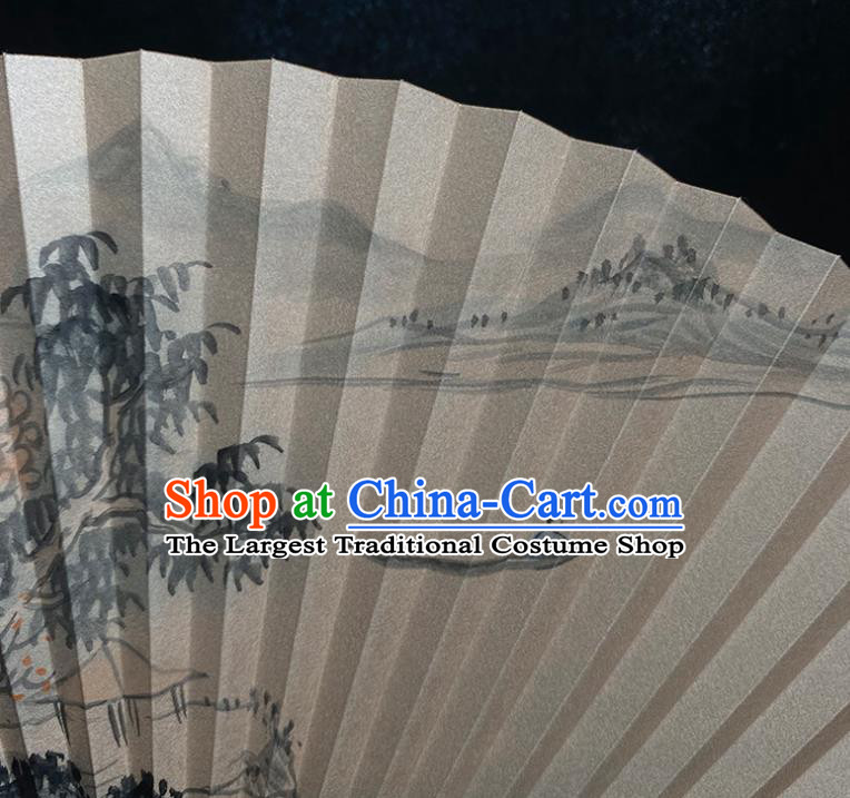 Chinese Ink Painting Accordion Classical Sandalwood Fan Handmade Folding FanChinese Ink Painting Accordion Classical Sandalwood Fan Handmade Folding Fan